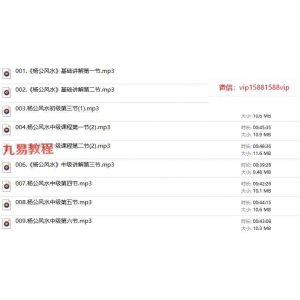 王易成《杨公风水》初级、中级合集（共9节课）视频+录音