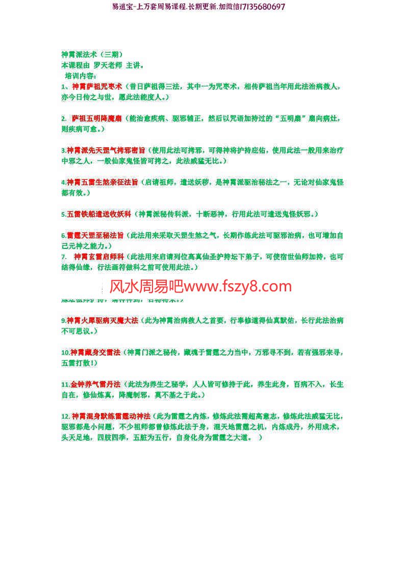 罗天传授神霄法术第三期录像5集+2个讲义pdf-罗天神霄法术神霄派法术课程(图7)