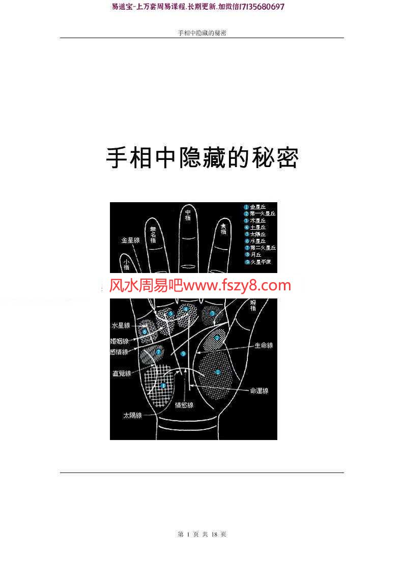 手相中隐藏的秘密佚名文字版pdf电子版电子版(图1)