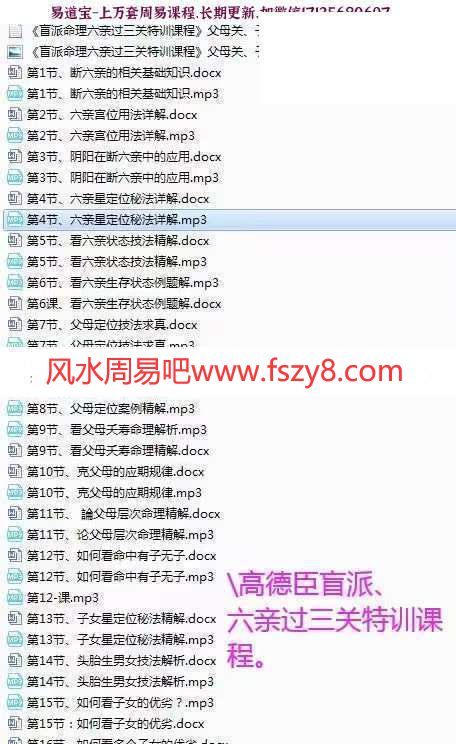 高德臣盲派命理特训课程高清录音22节含配套文字 高德臣盲派六亲过三关课程(图2)