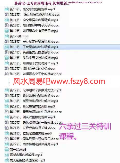 高德臣盲派命理特训课程高清录音22节含配套文字 高德臣盲派六亲过三关课程(图3)