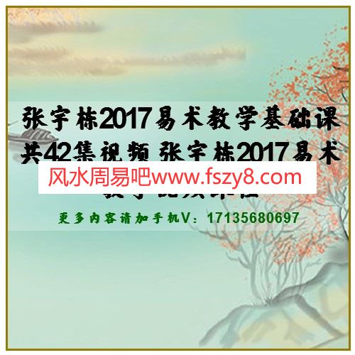 张宇栋2017易术教学基础课共42集视频 张宇栋2017易术教学视频课程