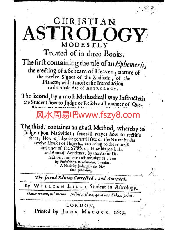 影印版-WilliamLilly-ChristianAstrology-OlderPDF电子书籍444页 影印版-WilliamLilly-ChristianAstrology-Older书籍扫描(图2)