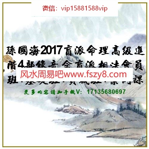 孙国海2017盲派命理高级进阶4部录音 含盲派相法会员班+基础班+实战班+案例课