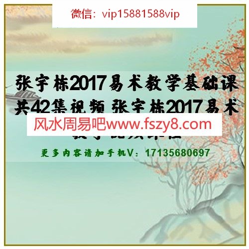 张宇栋2017易术教学基础课共42集视频 张宇栋2017易术教学视频课程