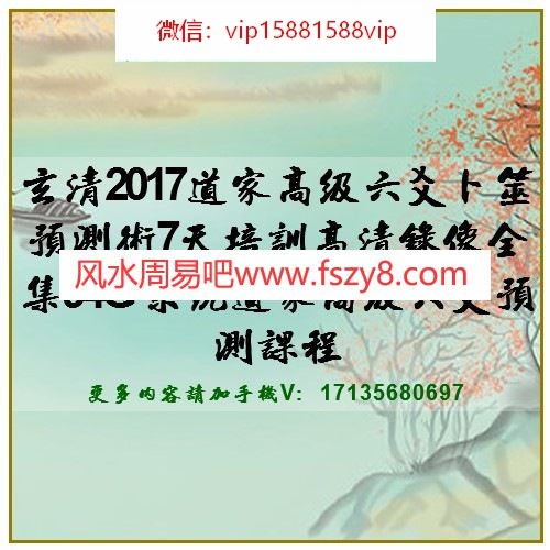 玄清2017道家高级六爻卜筮预测术7天培训高清录像全集94G 系统道家高级六爻预测课程