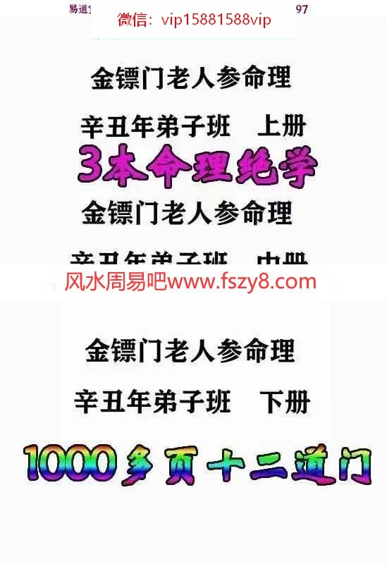 2021年金镖门老人参弟子班教学资料电子版三册 金镖门老人参命理教学百度网盘下载(图2)