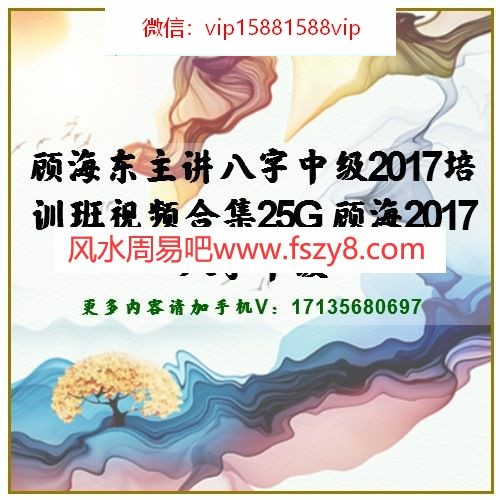 顾海东主讲八字中级2017培训班视频合集25G 顾海2017八字中级