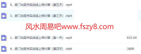 王志峰奇门遁甲与股市实战线上特训营5集录像百度云课程